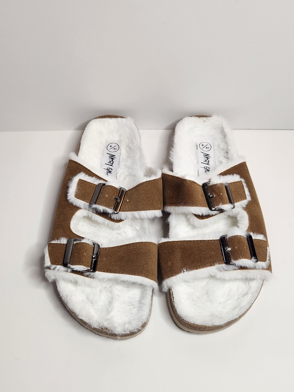 Brown Faux Fur Slide Sandals